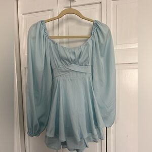 Francesca's Collections Light Blue Mini Romper